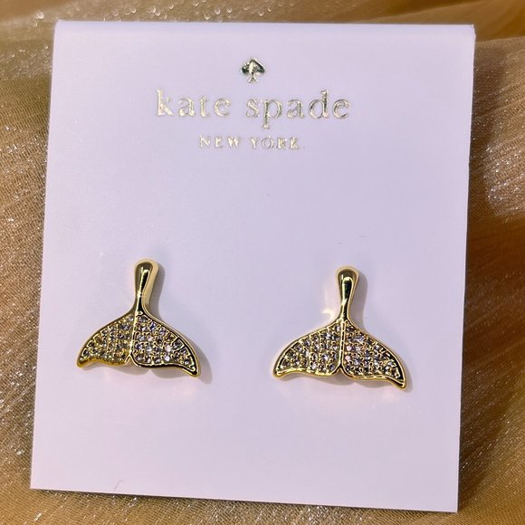 kate spade Jewelry - Kate Spade Gold Pavé Whale Tail Earrings